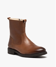 boots homme dessus en cuir uni et fourrees sherpa brunD977001_2