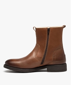 boots homme dessus en cuir uni et fourrees sherpa brunD977001_3