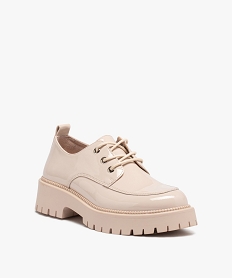 derbies femme unis dessus vernis a semelle epaisse et crantee beige derbiesD978101_2