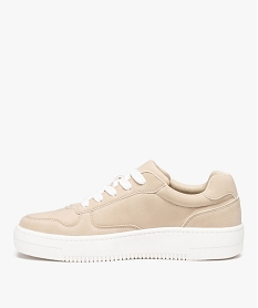 baskets femme unies a semelle epaisse avec lacets contrastants beigeD979401_3