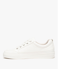 baskets femme unies a lacets et zip motif croco blancD979501_3