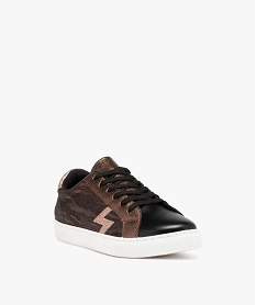baskets femme zebrees avec details a paillettes grisD980901_2