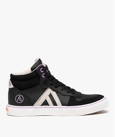 GEMO Baskets femme mid-cut unies à lacets - Alma Planète noir standard