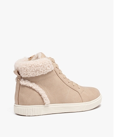 baskets femme mid-cut unies a col sherpa beigeD982101_4