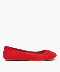 GEMO Ballerines femme en suédine unie avec bout drapé Rouge