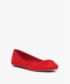 ballerines femme en suedine unie avec bout drape rouge ballerinesD983001_2