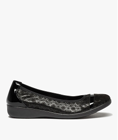 ballerines confort femme en cuir a motifs irises avec touches vernies noir ballerinesD983401_1