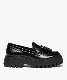 GEMO Mocassins femme unis à semelle compensée et crantée noir standard