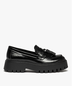 mocassins femme unis a semelle compensee et crantee noir mocassinsD983601_1