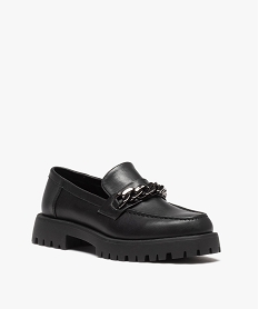 mocassins femme unis a semelle crantee debordante noir mocassinsD983801_2