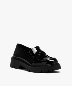 mocassins femme unis avec dessus vernis et semelle crantee noir mocassinsD984201_2