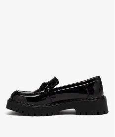 mocassins femme unis avec dessus vernis et semelle crantee noir mocassinsD984201_3