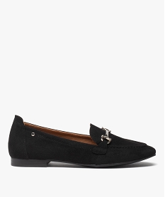 mocassins femme unis a talon plat et dessus suede noir mocassinsD984301_1