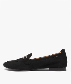 mocassins femme unis a talon plat et dessus suede noir mocassinsD984301_3