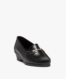 mocassin confort avec dessus en cuir et bijou metallique femme noir mocassinsD984701_2