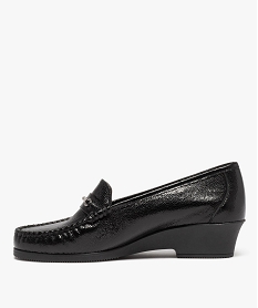 mocassin confort avec dessus en cuir et bijou metallique femme noir mocassinsD984701_3