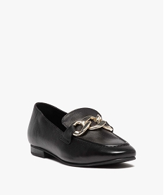 mocassins femme en cuir avec bride chainette noir mocassinsD985001_2