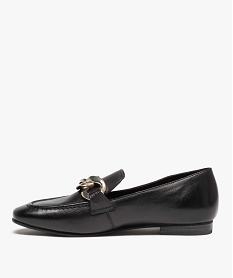 mocassins femme en cuir avec bride chainette noir mocassinsD985001_3