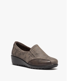 mocassin confort bi-matieres avec semelle compensee femme brun mocassinsD985201_2