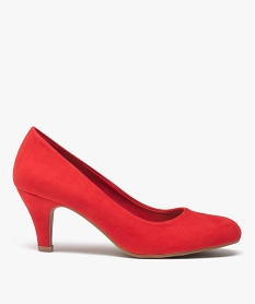 escarpins femme a petit talon en suedine unis et a bout rond rouge escarpinsD985801_1