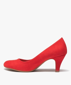 escarpins femme a petit talon en suedine unis et a bout rond rouge escarpinsD985801_3