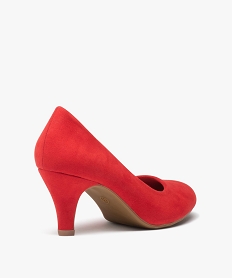 escarpins femme a petit talon en suedine unis et a bout rond rouge escarpinsD985801_4