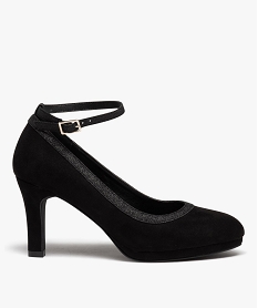 GEMO Escarpin à bout pointu avec talon aiguille et bride pailletée femme noir standard