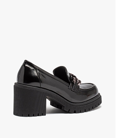 mocassins femme unis dessus vernis avec talon carre et semelle crante noirD986801_4