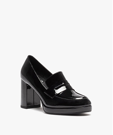 mocassins femme vernis a talon haut noirD986901_2