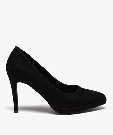GEMO Escarpins femme unis à talon haut en suédine noir standard