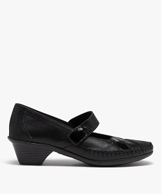GEMO Escarpins confort femme en cuir détails brillants noir standard