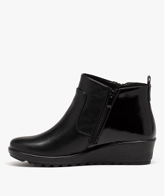 boots femme confort unies a talon compense et double zip noir chaussures confortD989201_3