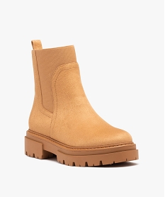 boots en suedine a tige elastique et semelle crantee orangeD989601_2