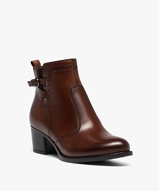 boots femme en cuir a talon carre et a zip - taneo brunD989701_2
