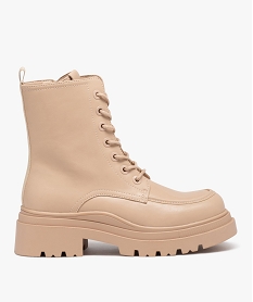 GEMO Boots doublés sur semelle crantée femme Beige