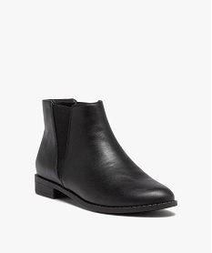 boots chelsea unies a talon plat femme noirD990201_2