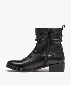 boots femme dessus en cuir uni plisse noirD990301_3