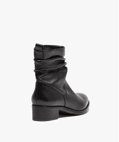 boots femme dessus en cuir uni plisse noirD990301_4