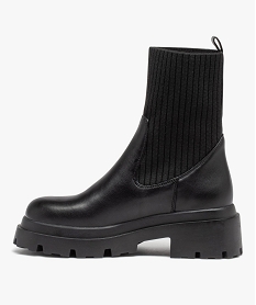 boots col chaussette a epaisse semelle crantee femme noirD990401_3