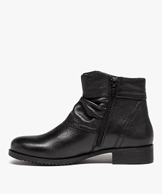 boots femme confort dessus en cuir uni et plisse noir chaussures confortD990501_3