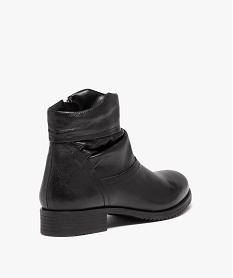 boots femme confort dessus en cuir uni et plisse noirD990501_4