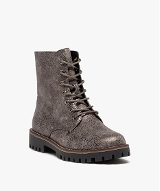 boots lacees a semelle crantee et reflets brillants femme grisD991001_2