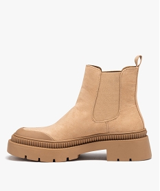 boots femme casual dessus en suedine uni a semelle crantee beigeD991601_3