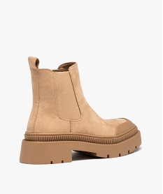boots femme casual dessus en suedine uni a semelle crantee beigeD991601_4