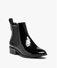 boots femme style chelsea dessus vernis avec elastiques paillettes noirD991801_2