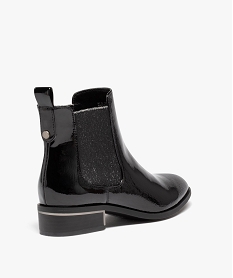 boots femme style chelsea dessus vernis avec elastiques paillettes noirD991801_4