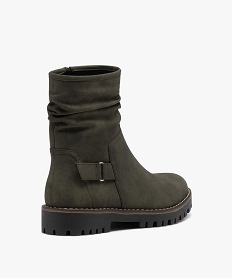 boots femme a talon plat dessus uni avec col plisse vertD991901_4