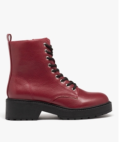 GEMO Boots à épaisse semelle crantée femme Rouge