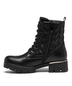 boots femme dessus uni et matelasse a semelle crantee noirD993501_3