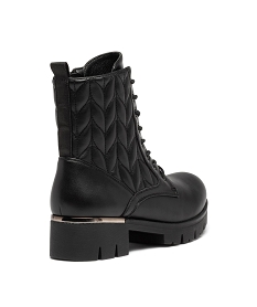 boots femme dessus uni et matelasse a semelle crantee noirD993501_4